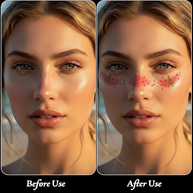 Face Glitter Freckles 12 Pcs Christmas Temporary Face Tattoos Stickers Waterproof Sparkle Face Speckles Makeup Patches Cute Body Temporary Tattoo Rave Accessories for Women Music Festival Accessorie