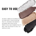 4 Colors Dark Brown Gold Silver Black Eye Shadow Powder Palette Makeup, Neutral Matte Shimmer Cream Quads Eyeshadow Palette for Women Highly Pigmented Waterproof, paleta de sombras de ojos 04