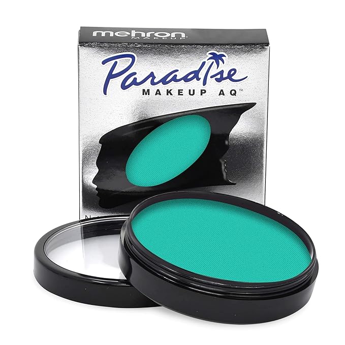 Mehron Makeup Paradise Makeup AQ Pro Size | Stage & Screen Performance, Face & Body Painting, Beauty, Cosplay, and Halloween | Water Activated Face Paint, Body Paint 1.4 oz (40 g) - Teal