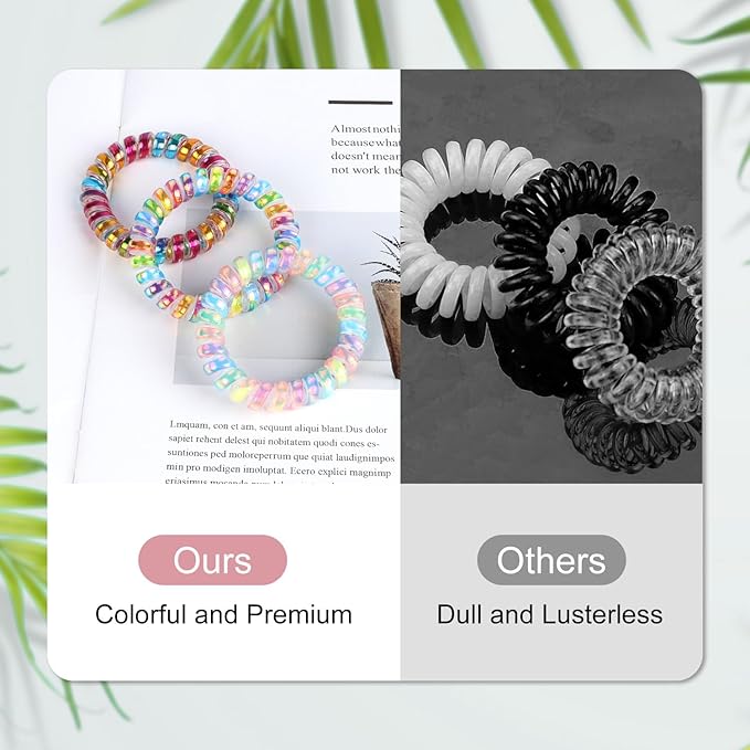 JessLab Spiral Hair Ties for Women, 10-Pack Traceless No-Damage Ponytail Holders, Coils Hair Bands for Girls, Assorted Colors