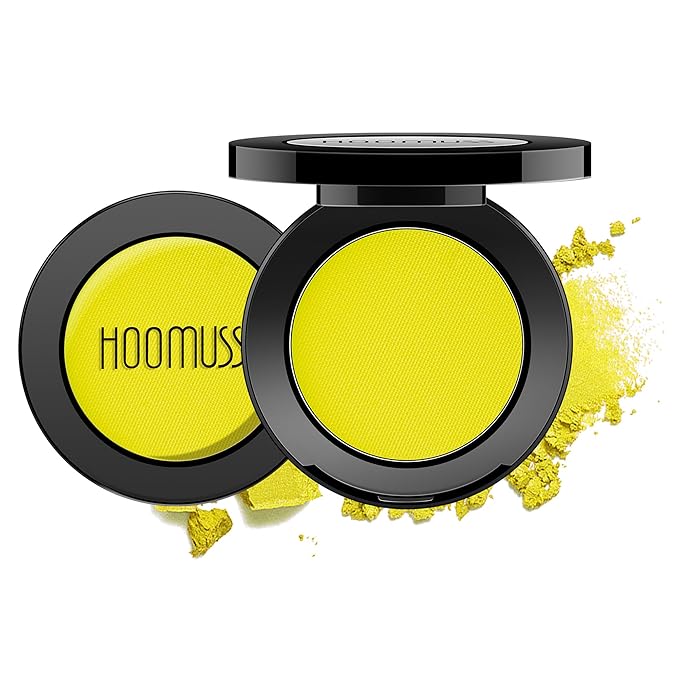 Single Bright Yellow Eyeshadow Matte Handmade Pressed Eyeshadow Palette With No Creasing High Pigmented Long Lasting Red Eye Shadow (BrightYellow)