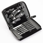 FAMILIFE Professional Manicure Set, Manicure Kit, Nail Clippers Set, 11 in 1 Stainless Steel Black Pedicure Tool, Nail Kit with Portable Leather Travel Case Luxury Gifts