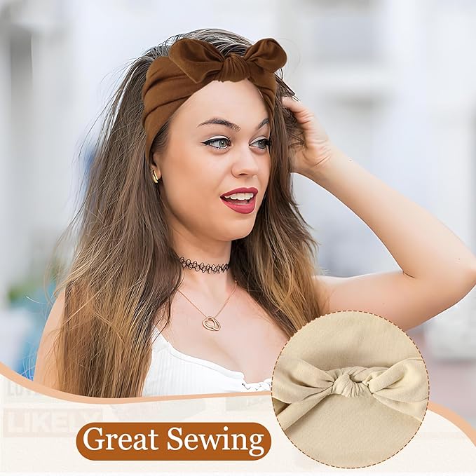 12 Pcs Stretchy Sport Headbands for Women,Absorbed Sport Headband Soft Twist Knotted Headbands for Yoga, Workout Daily Life