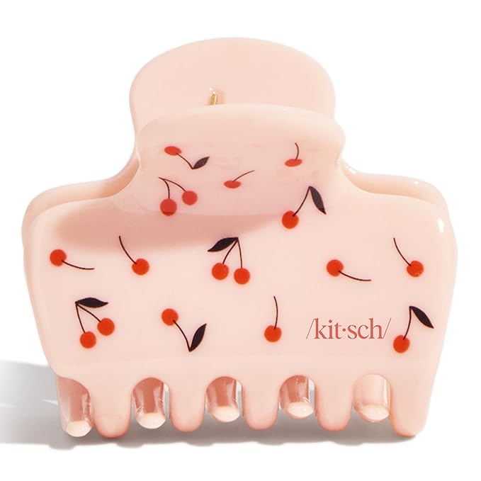Kitsch Medium Hair Clips for Women – Strong Hold Claw Clips for Thick or Thin Hair – Recycled Plastic, Non-Slip, Durable – Cherry Print | Ideal Gifts for Women – 1pc