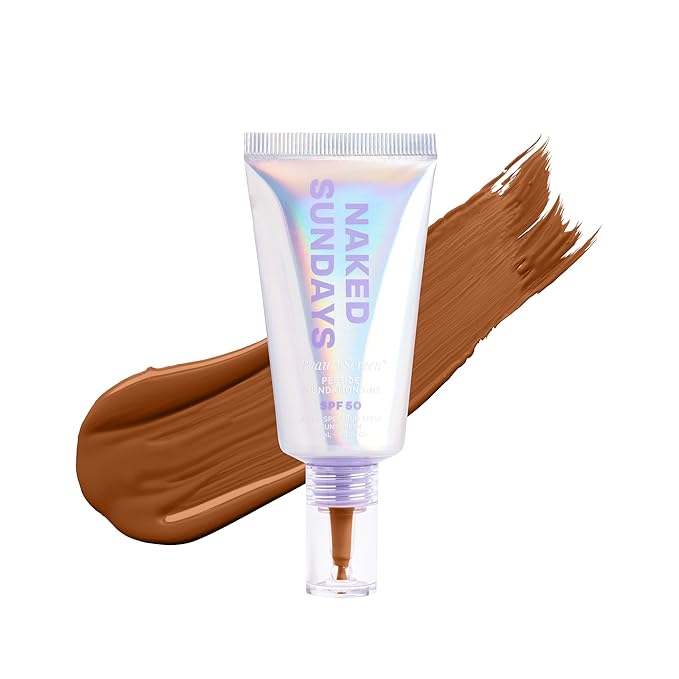 Naked Sundays BeautyScreen™ SPF 50 Peptide Foundation Tint – Tinted Sunscreen & Skincare Makeup with Zinc Oxide, Niacinamide – Lightweight Natural Coverage, 8 Golden Mahogany, 1.01 oz