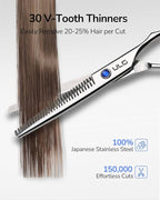 ULG Hair Cutting Scissors Thinning Shears Kit Professional Hairdressing Texturizing Salon Razor Edge Scissor Barber Kit1 Pro 6.5 inch Silver