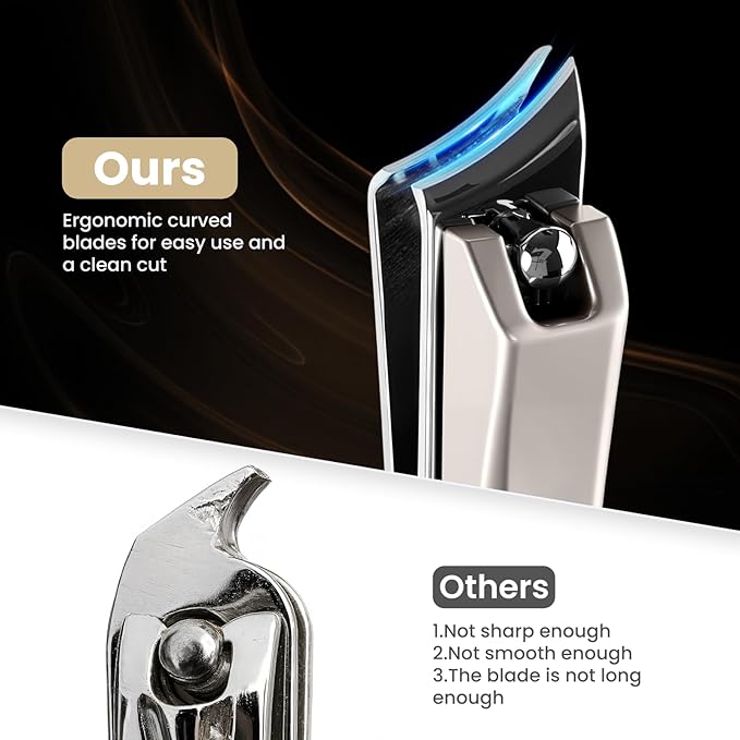 2 Pack Ingrown Nail Clippers - Sharp Slanted Angled Nail Trimmers for Adult, Stainless Steel Fingernail & Toenail Clippers for Thick Nails（Silver）
