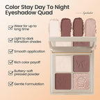 Noerrors Plum Light Burgundy Eyeshadow Quad Palette, Nude Beige Brown Taupe Mauve Natural Matte Eyeshadow for Older Women, Silky Fine Powder Lightweight Blendable Neutral Shimmer Eye Makeup Palette