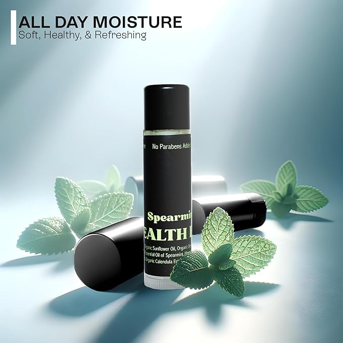 Men's Organic Mint Lip Balm - SPF 15 Sun Protection - Moisturizing Lip Balm - 3 Pack: Spearmint, Peppermint, Eucalyptus Mint - Gift for Men