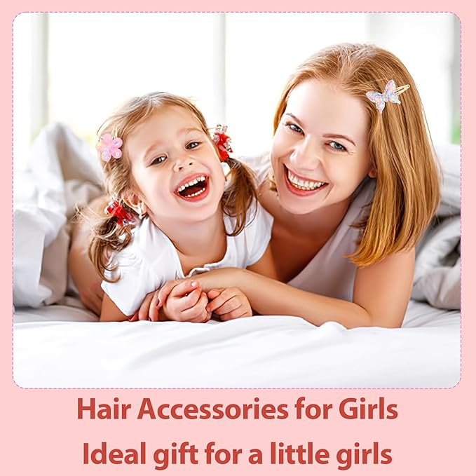 Gingbiss Hair Clips Set: 16 Sparkly Metal Snap Barrettes for Girls, Flower/Star/Crown/Heart/Butterfly Shaped Styling Accessories