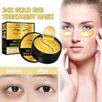 24k Gold Under Eye Patches, 60 Pcs Eye Gels, Anti-Aging Collagen Hyaluronic Acid Under Eye Mask, Under Eye Mask for Dark Circles and Puffiness, Eye Bags, Wrinkles