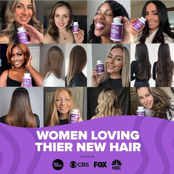 Luvly Hair Growth Booster+ Natural Hair Growth Vitamins for Women with Thinning Hair - Biotin & Vitamin Supplements with Plant Based Complex for Thickening, Longer, Stronger Hair Skin Nails - Non-GMO