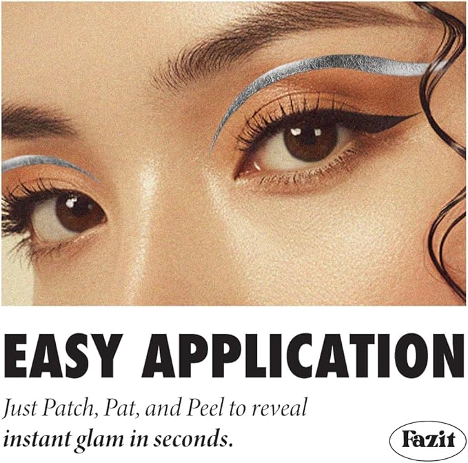 Fazit Makeup Patches - Silver Wing Eyes - Glow Up Make-Up Patches - Cute Glitter Makeup Accessories for Women - Cosmetic Glitter for Face