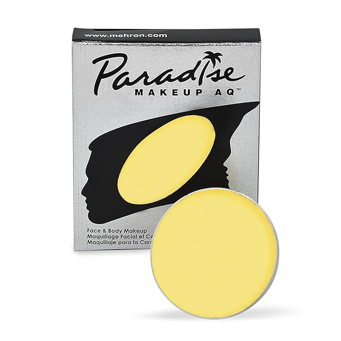 Mehron Makeup Paradise Makeup AQ Refill Size | Stage & Screen Performance, Face & Body Painting, Beauty, Cosplay, and Halloween | Water Activated Face Paint, Body Paint .25 oz (7 ml) - Pastel Yellow