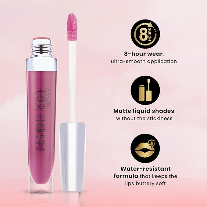 Frankie Rose Cosmetics Ultra Matte Liquid Lipstick - Long Lasting Lip Cream - Highly Pigmented, Smooth, Creamy Lip Color for Women - Savory