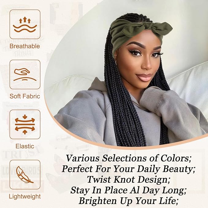 12 Pcs Stretchy Sport Headbands for Women,Absorbed Sport Headband Soft Twist Knotted Headbands for Yoga, Workout Daily Life