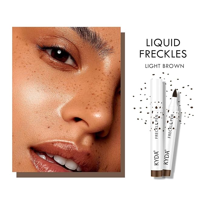 KYDA 2 Colors Freckle Pen,Natural Lifelike Freckle Makeup, Waterproof Longlasting Soft Dot Sopt Pen, Sunkissed Makeup-Dark Brown&Light Brown
