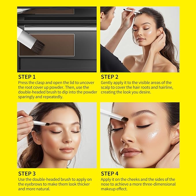 SEVICH Root Touch Up Hair Color Powder with Mirror & Brush – Instant Gray Hair Cover Up, Waterproof Sweatproof Formula, Natural Finish for Hairline & Bald Spot, 48H Long Lasting, Med Brown
