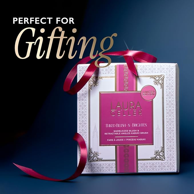 LAURA GELLER NEW YORK Holiday 2025 Limited Edition Baked Blush-n-Brighten Marbleized Blush - Skyline Sunset - Pink Color for Cheeks