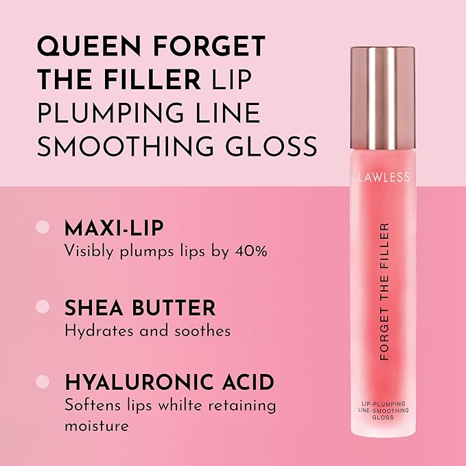 Lawless Women's Forget The Filler Lip Plumper Line Gloss - Queen Size, Cherry Vanilla, Red, 0.19 Fl Oz (Pack of 1)