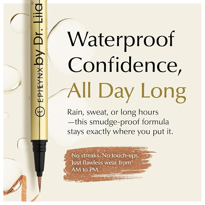 Liquid Eyeliner - Hypoallergenic Eyeliner with Fine Brush Tip, Long-Lasting Waterproof Eye Liner - Cruelty-Free, Vegan, Hypoallergenic, Gluten-Free, Smooth Liquid Eye Liner, Shimmer Gold Brown 2mL
