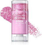 Pink Body Glitter Stick, Face Body Glitter Gel Holographic Hair Glitter Halloween Chunky Sequin Waterproof Face Paint Stick Glitter Makeup for Women