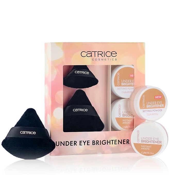Catrice | Holiday Gift Set Under Eye Brightener & Setting Powder in 030 Golden Toffee + Magic Perfector Powder Puff Duo | Bright, Smooth & Long-Wear Finish