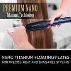 2 in 1 Professional Dual-Voltage Titanium Flat Iron Hair Straightener | up to 480°F | 10s Heat-Up | Straightening Iron & Hair Curling Wand 1.75" with Ceramic MCH Fast Heat, Auto Shut Off