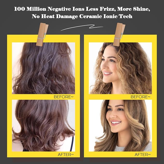 Auto Dual Voltage Hair Dryer Brush with European Travel Plug, Compact 2 Inch Oval Barrel One Step Hair Dryer & Styler Volumizer, Europe Travel Essentials for Women