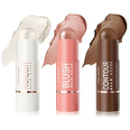 Cool Story 3-in-1 Makeup Set, Highlighter, Blush and Contour Balm Stick, Cream Formula for Face Contouring, Professional Cosmetic Kit (SET-B)