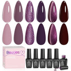 beetles Gel Polish Purple Gel Nail Polish Set - Muse Of Midnight Winter Deep Dark Light Purple Glitter Cat Eye UV Led Needed Soak Off DIY Salon Home Nail Art Gifts for Women