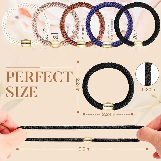 Hair Ties No Damage - 10PCS Ponytail Holders - Elastic Hair Ties for Thick Hair - Braided Hair Bands for Women Girls's Hair - Classic Dinner