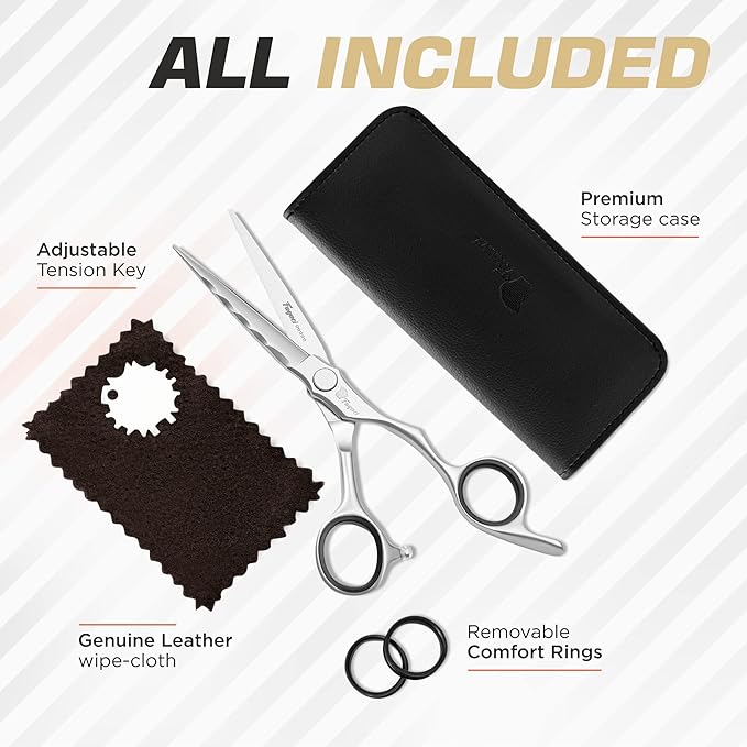 Fagaci Professional Hair Scissors 6” Razor Sharp Blades, Fine Cutting VG10 Steel Hair Cutting Shears, Barber Scissors Professional
