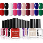 12 PCS Nail Polish Kit With 10 Colors As 2 PCS BASE And TOP Coat Green Blue Red Pink Collection Gifts for Women.