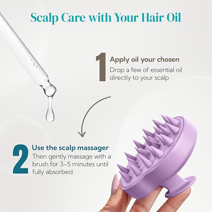 HEETA Scalp Massager 2 Pack for Hair Growth, Soft Silicone Bristles to Remove Dandruff and Relieve Itching, Scalp Scrubber for Hair Care Relax Scalp, Shampoo Brush for Wet Dry Hair, Purple & Green