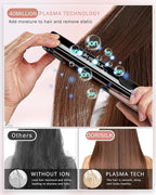 DORISILK 500 Degree High Temp Professional Hair Straightener，30s Fast Heating Ceramic Flat Iron ，2 in 1 Hair Straightener and Curler，Plasma Flat Iron Get Frizz-Free ，Dual Voltage for Travel Using