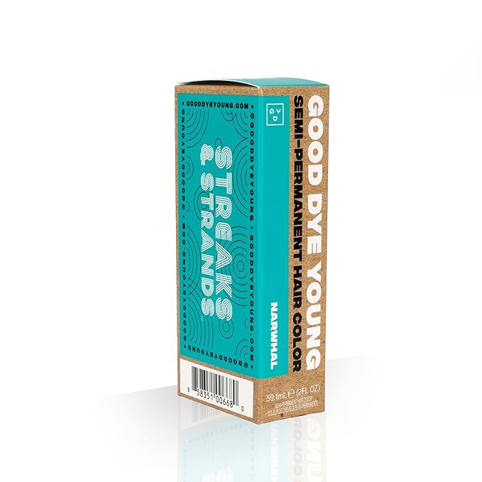 Good Dye Young Streaks and Strands Semi Permanent Hair Dye (Narwhal Teal) UV Protective Temporary Hair Color Lasts 15-24+ Washes–Conditioning Dark Teal–PPD free Dye- Cruelty-Free & Vegan Hair color