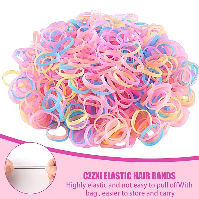 Colorful Mini Rubber Bands with Topsy Tail Styling Tools - Elastic Hair Ties, Hair Cutter, and Hair Accessories for Baby Girls and Women