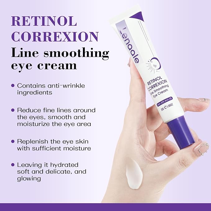 Eye Cream, Retinol Eye Cream for Dark Circles, Puffiness Anti Aging, With Hyaluronic Acid, Peptides, Caffeine Reduces Bags, Smooths Wrinkles & Fine Lines, Dark Circles Under Eye Treatment