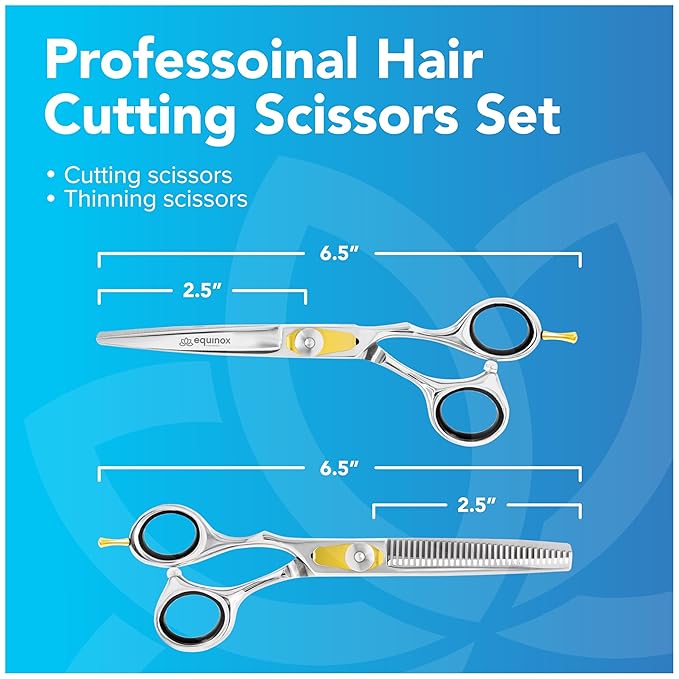Equinox Professional Razor Edge Hair Cutting/Thinning Scissor Set/2, 6.5"