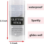 MEICOLY Silver Body Glitter Stick,Waterproof Halloween Face Glitter Gel,Chunky Glitter Face Paint,Mermaid Sequin Hair Glitter Makeup,Sparkle Body Glitter for Women,Festival Accessories Glitter