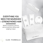 Iles Formula Nurture Pack (5-Piece Set) Shampoo + Conditioner + Hair Mask + Comb in Faux Leather Beauty Bag - Nourishes, Strengthens, Helps Prevent Hair Breakage, Infused with Vitamins & Tucuma Butter