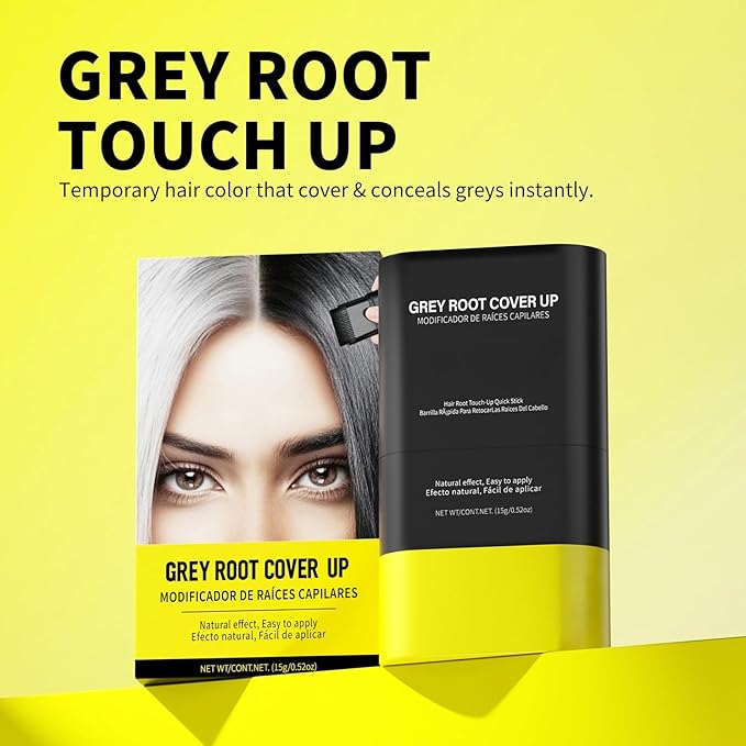 Gowwim Root Touch up Powder, Instantly Gray Hair Cover up Hairline Powder for Women & Men Waterproof and Sweatproof Root Cover Up Long-Lasting for Thinning & Loss Hair (med brown-1, 15g)