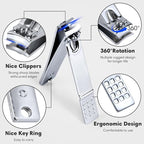 Nail Clippers Set Fingernail and Toenail Clipper Cutters Men's Accessories,Manicure Pedicure Kit Professional Grooming Kits,Nail Care Tools with Travel Case Gifts for Men Women
