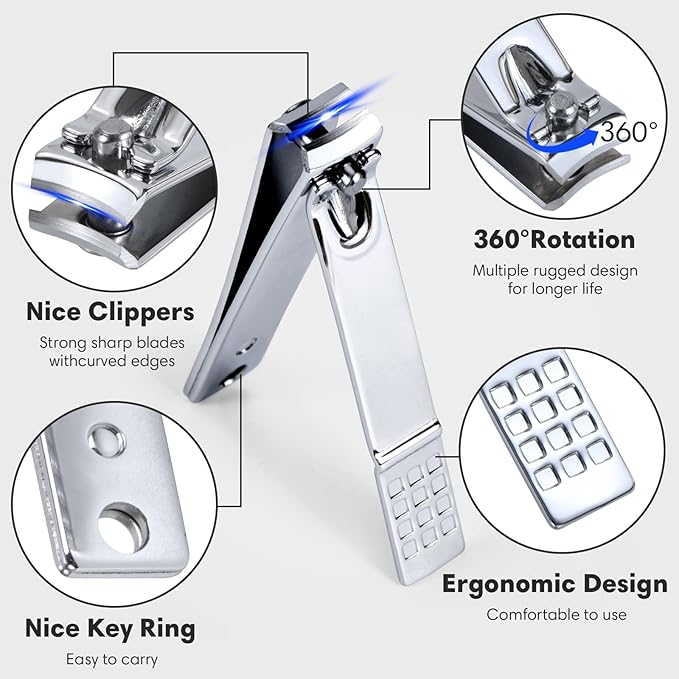 Nail Clippers Set Fingernail and Toenail Clipper Cutters Men's Accessories,Manicure Pedicure Kit Professional Grooming Kits,Nail Care Tools with Travel Case Gifts for Men Women