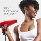 TREZORO Professional Blow Dryer for Women – Ionic Hair Dryer 2000W for Salon & Personal Use – Powerful, Fast & Quiet Drying for Curly Hair, Unwanted Frizz – Design for Travel – 8.2ft Cord – Red