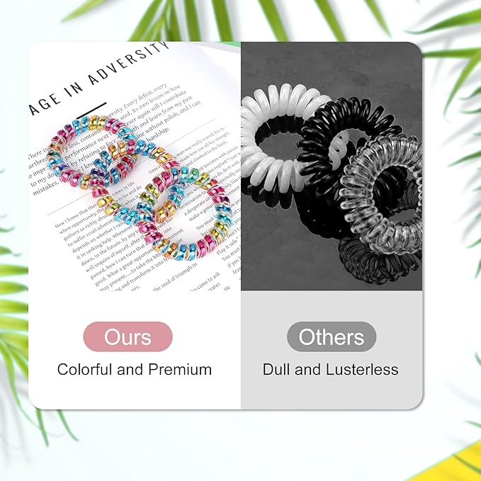 JessLab Spiral Hair Ties for Women, 10-Pack Traceless No-Damage Ponytail Holders, Coils Hair Bands for Girls, Assorted Colors