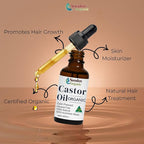 Castor Oil Organic for Hair, Skin, Face & Nail Care 50ml, Eyelashes & Eyebrows Hair Growth Oil, Cold Pressed, Unrefined & Hexane-Free, Australian Made, Bonus Dropper & Brushes, 2 pack