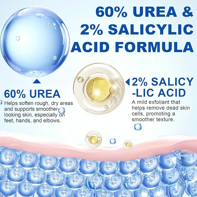 2Pack Urea Cream Stick 60% plus 2% Salicylic Acid, Foot Cream Moisturizer for Dry Cracked Feet, Knees, Elbows, Hands, Moisturizes and Hydrates the Dry Skin, Skin Softener, 2.82oz