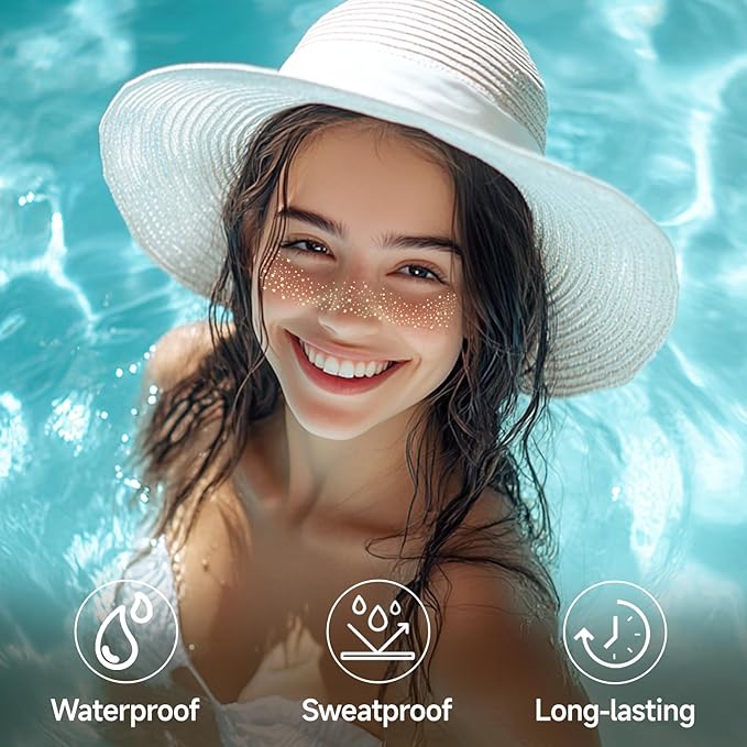 Glitter Freckles Face Tattoo - Gold Freckles Temporary Tattoos, Body Face Glitter for Women Girls, Cute Star Sparkle Patches Makeup Accessories for Festival Rave Parties Halloween, Gold 6 Pcs